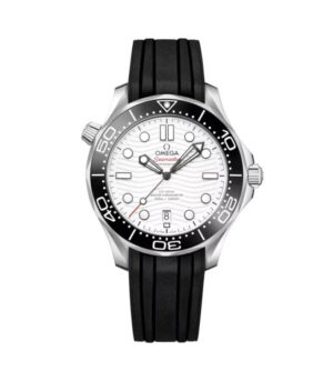 Omega Seamaster Diver Black Rubber White Dial Swiss ETA Replica