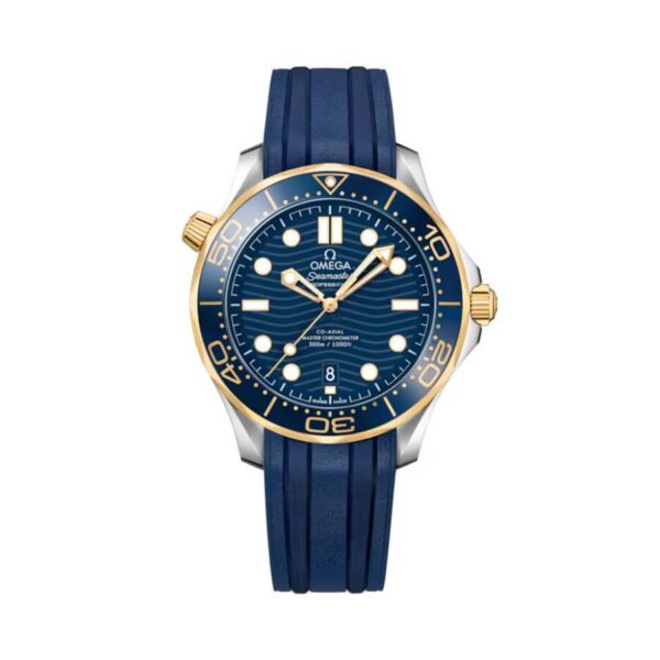 Omega Seamaster Diver Blue Yellow Gold Swiss ETA Replica